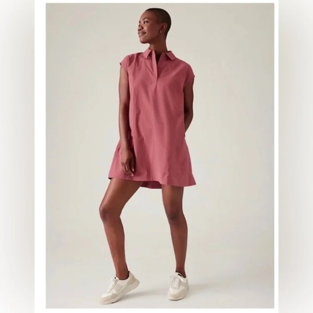 ATHLETA mauve poplin lightweight Water Repellent UPF 50+ PERFORMANCE Dress szXXS